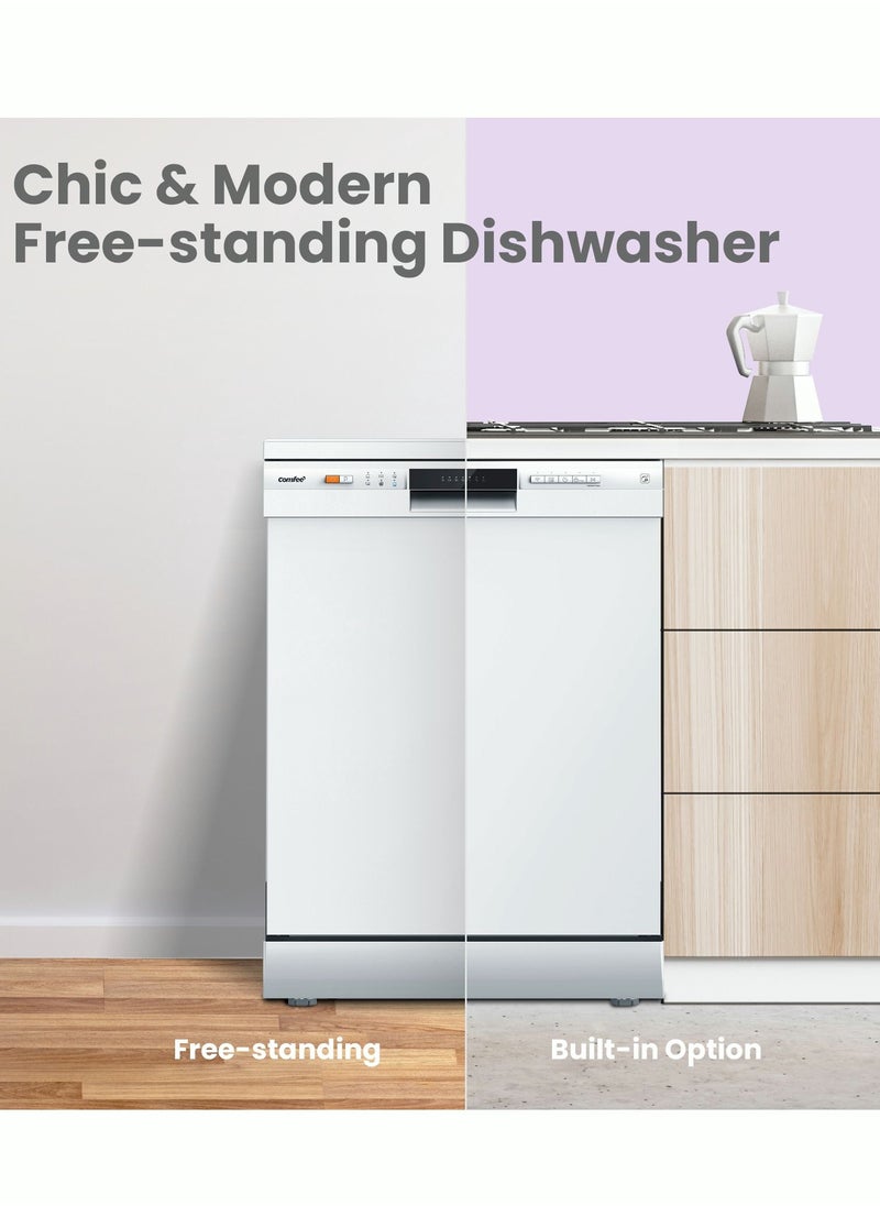 Comfee' - COMFEE' Freestanding Dishwahser 12 Sets 12 Place Settings, Quiet and Quick, Wash and Dry, LED Display, Delay Start and WiFi Function APP Control - Image 1
