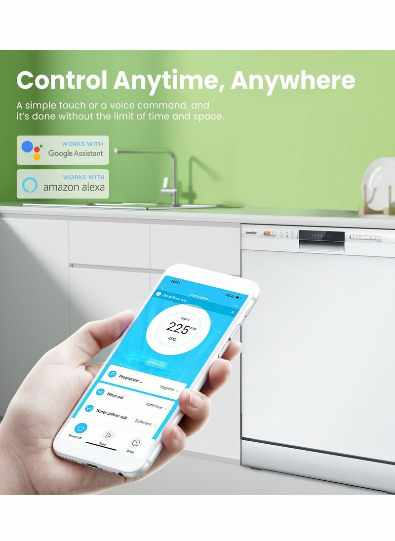 Comfee' - COMFEE' Freestanding Dishwahser 12 Sets 12 Place Settings, Quiet and Quick, Wash and Dry, LED Display, Delay Start and WiFi Function APP Control - Image 1