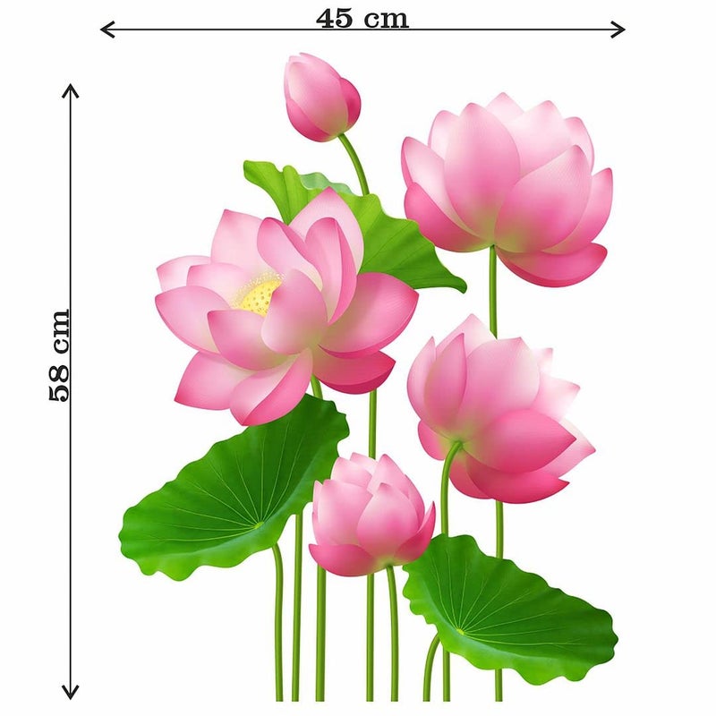 CVANU CVANU Alluring Pink Lotus Flower Door Wall Sticker Self Adhesive Vinyl Decorative for Home Decor Size58CM X 45CM Multicolor - Image 5