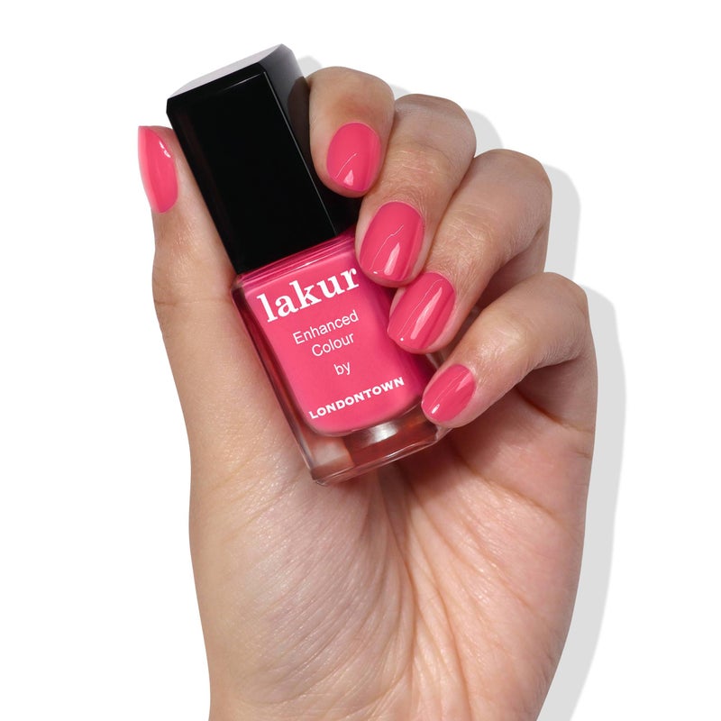 LONDONTOWN lakur Nail Polish - Chip-Resistant, Non-Toxic, Conditions & Hydrates Nails | Glossy Flamboyant Pink, Electric Flamingo, .40 fl oz - Image 2