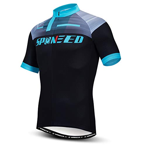 sponeed Mens Cycle Jerseys Set Shorts Gel Padded Tights Bicycle Pants Paddding US M Black Blue - Image 2