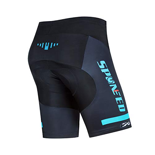 sponeed Mens Cycle Jerseys Set Shorts Gel Padded Tights Bicycle Pants Paddding US M Black Blue - Image 4