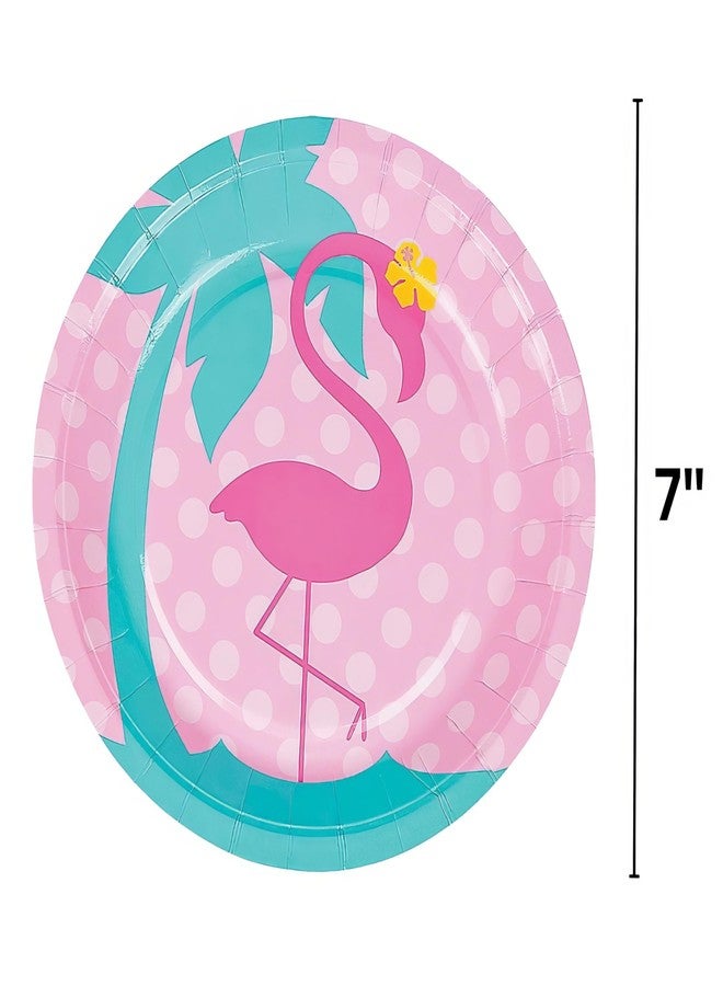 Fun Express Flamingo Paper Dessert Plates - Party Supplies - Disposable Summer Print Tableware Set- Print Plates & Bowls for Girl Kids Birthday Dinner Dessert Plates - 8 Pieces - Image 2