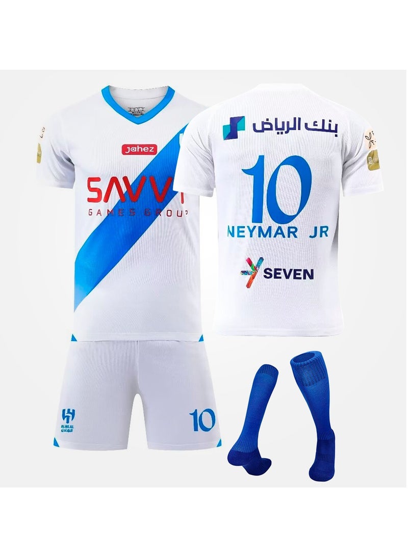 general 24 Crescent Away Soccer Jersey NEYMAR JR #10 Soccer Jersey/Shorts Socks Gift Set Kids Size  Adult Size for Fans  Friends - Image 1