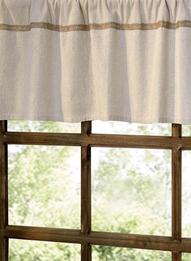 Oindec Cotton Linen Valance for Windows with Burlap Lace Trim Rustic Farmhouse 12 inch Kitchen Valance Rod Pocket Neutral Short Curtain Topper Window Treatment - Image 3