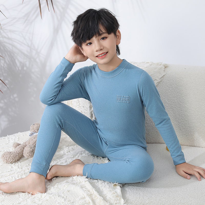 Children's autumn clothes long pants suit autumn and winter bottoming girls boys parent-child solid color New 23 pajamas thermal underwear - Image 1