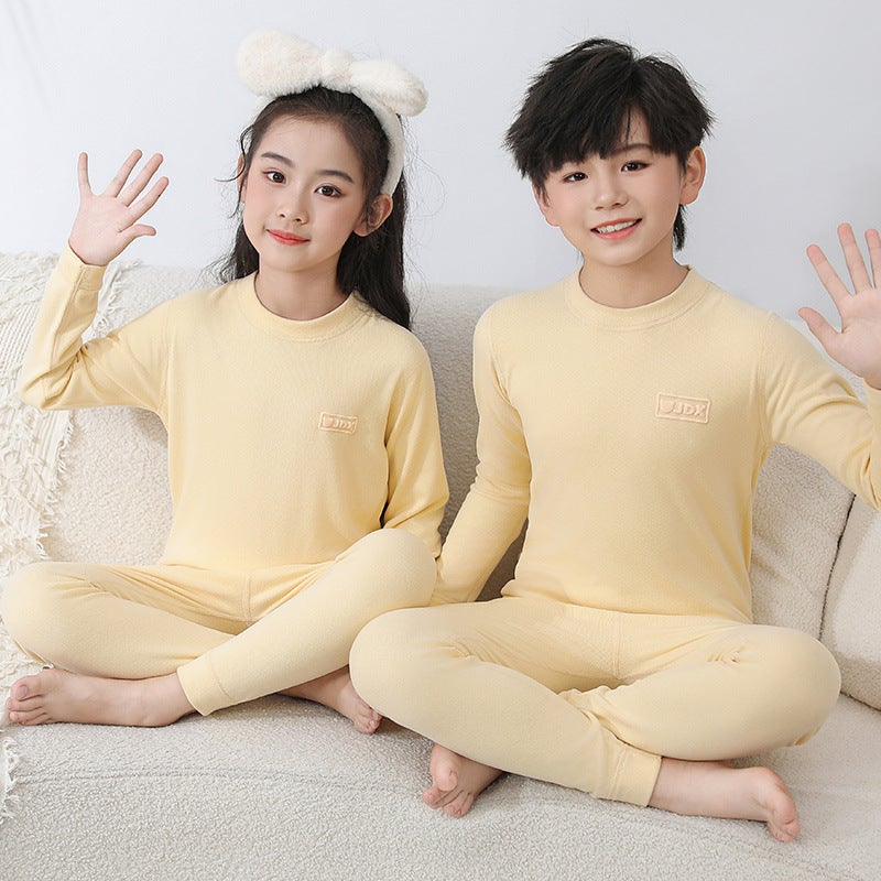 Children's autumn clothes long pants suit autumn and winter bottoming girls boys parent-child solid color New 23 pajamas thermal underwear - Image 3