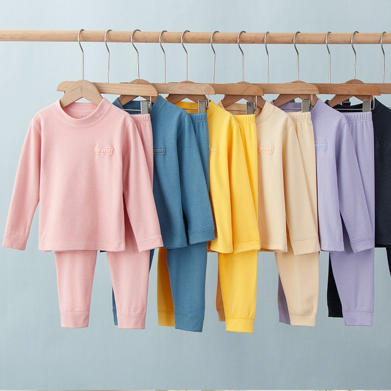 Children's autumn clothes long pants suit autumn and winter bottoming girls boys parent-child solid color New 23 pajamas thermal underwear - Image 2