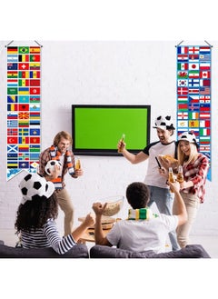Tatuo Soccer International Flags Decorations Soccer World Bunting Porch Sign Banner Soccer Party Favors Soccer Themed Party Supplies Sports Events Festivals Fans Bars Sports Clubs Birthday Party Decoration  - Image 5