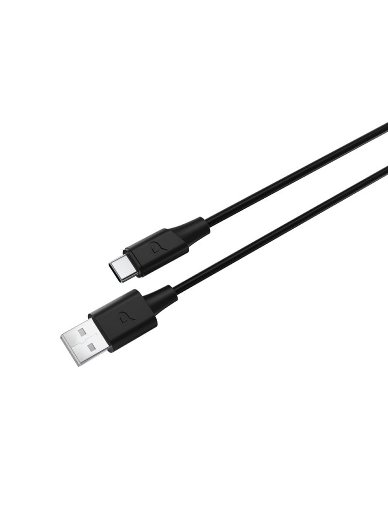 Powerology Power Sync Flex USB-A to USB-C PD 20W and 1.2m Cable / High-Speed Charging / Power + Sync / High-Speed 480Mbps Data Transfer - Black  - Image 1