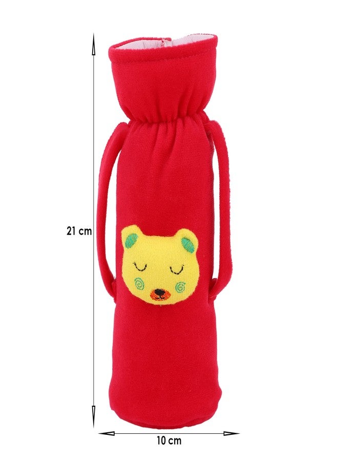 MW PRINTS Soft Plush Stretchable Baby Feeding Bottle Cover Easy to Hold Strap with Animated Cartoon Suitable for 125 ML-250 ML Feeding Bottle (Rani & Red) - Image 5