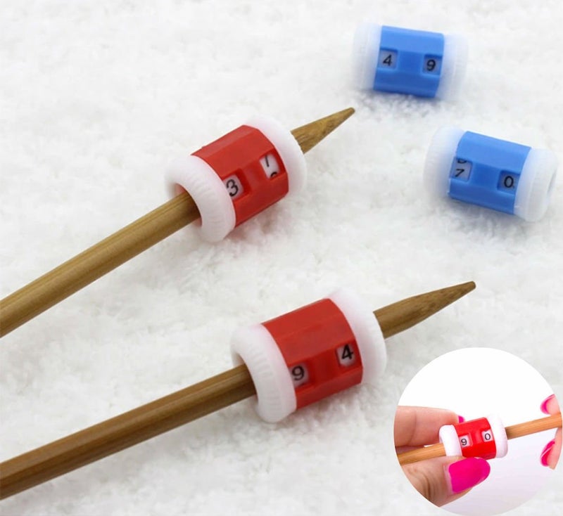 AKOAK 10 Picee Per Pack Plastic Knit Counter Knitting Crochet Stitch Marker Row Counter - 5 Large Size and 5 Small Size - Blue and Red - Image 2