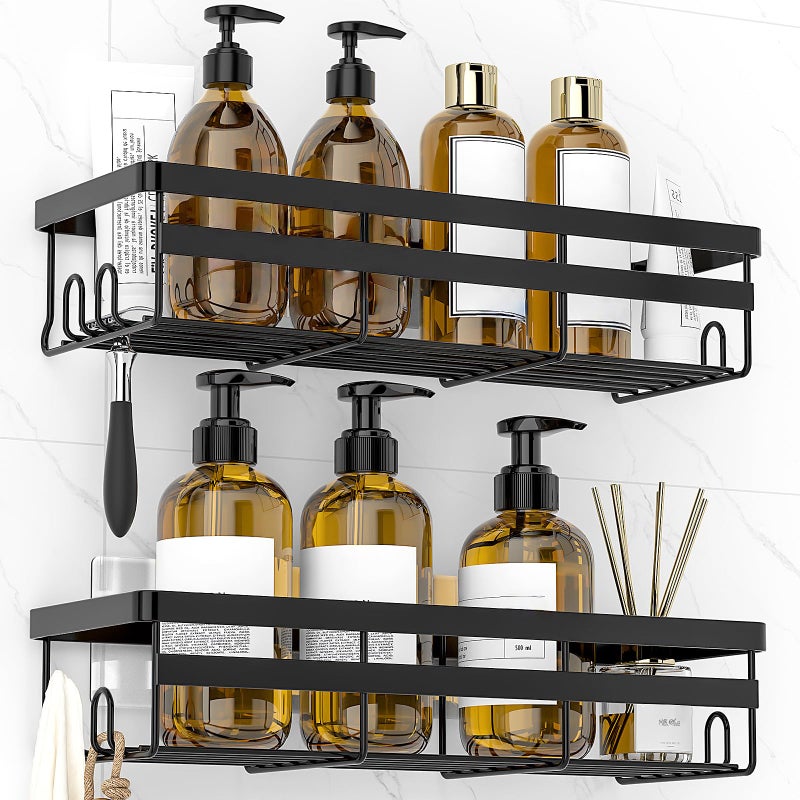WOWBOX Shower Caddies 2 Pack Adhesive Hanging Shower Shelf Bathroom Organizers and Storage No Drilling Stainless Shower Shelves for Home Decor Bathroom Accessories