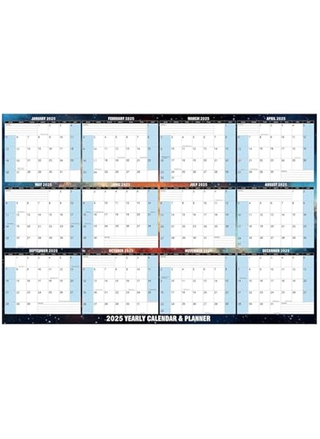 Generic - 2025 Wall Calendar Erasable, 12 Months Laminated Calendar, Annual Yearly Planner, Wet & Dry Use, Reversible, with Marker, for Home, Office, Planning & Organizing - 32 x 48 Inch - Image 1