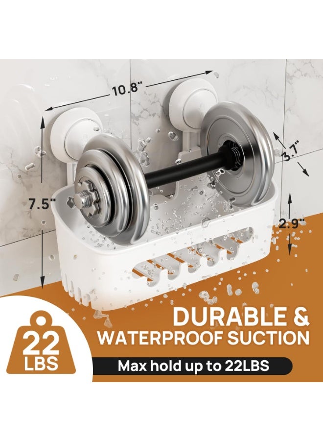 LEVERLOC Shower Caddy Suction Cup, Shower Organizer Removable Bathroom Shelf, Storage Suction Powerful Max Hold 22lbs Bathroom Caddy Waterproof Holder, White - Image 5