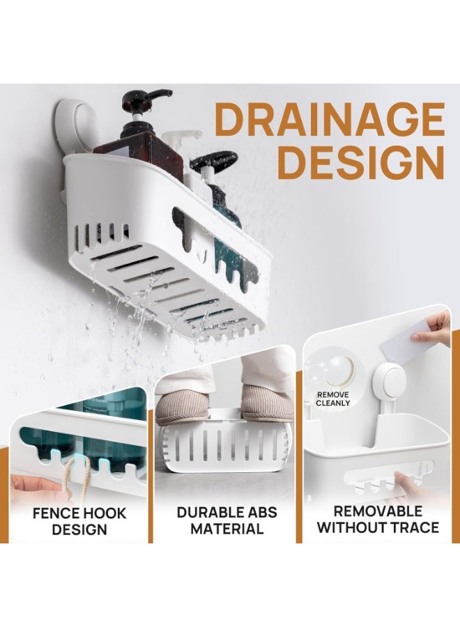 LEVERLOC Shower Caddy Suction Cup, Shower Organizer Removable Bathroom Shelf, Storage Suction Powerful Max Hold 22lbs Bathroom Caddy Waterproof Holder, White - Image 4