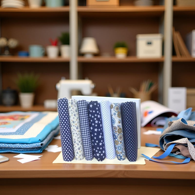 WLngtv 7pcs 10" x 10" (25cm x 25cm) Top Cotton Craft Fabric Bundle Squares Patchwork DIY Sewing Scrapbooking Quilting Floral Dot Pattern Dark Blue Fabric - Image 3