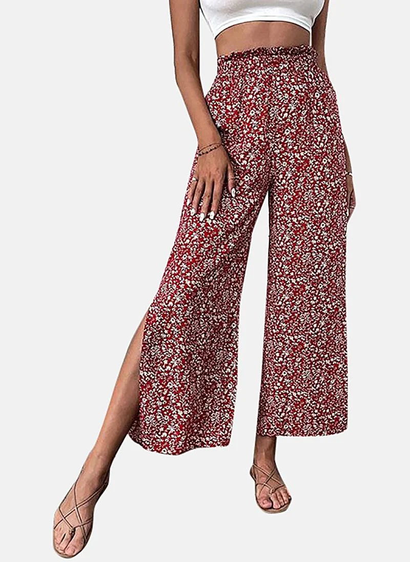 يونيكي Maroon Printed Wide Leg Palazzos