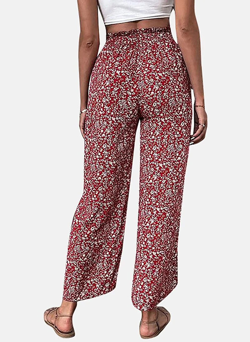 يونيكي Maroon Printed Wide Leg Palazzos