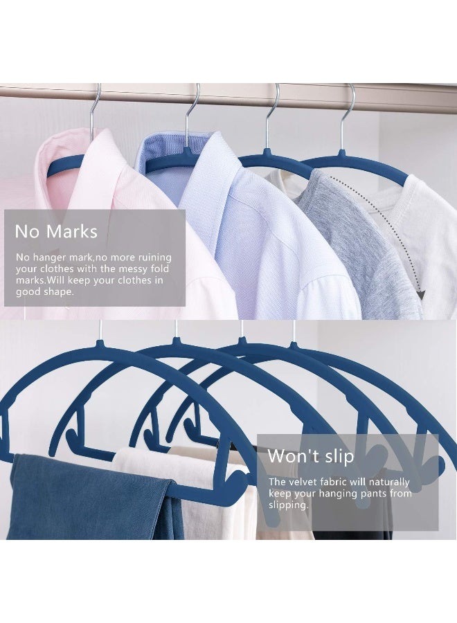 MIZGI Premium Velvet Hangers (Pack of 50) Heavyduty- Non Slip No Shoulder Bump Suit Hangers - Chrome Hooks, Space Saving Clothes Hangers, Rounded Hangers for Coat, Sweater, Jackets, Pants - Image 5