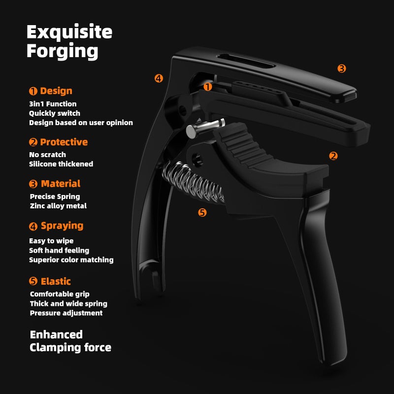 TANMUS Guitar Capo,TANMUS 3in1 Zinc Metal Capo for Acoustic and Electric Guitars (with Pick Holder and 4Picks),Ukulele,Mandolin,Banjo,Guitar Accessories - Image 4