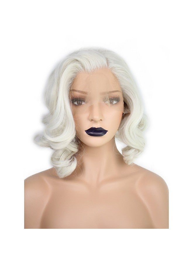 انوغول قبعة الشعر + البلاتين قصيرة شقراء 13 × 3 الدانتيل شعر مستعار أمامي أبيض المرأة مجعد متموج بوب الباروكات لسحب الملكة الاصطناعية الجسم موجة الدانتيل شعر مستعار ازياء - Image 1