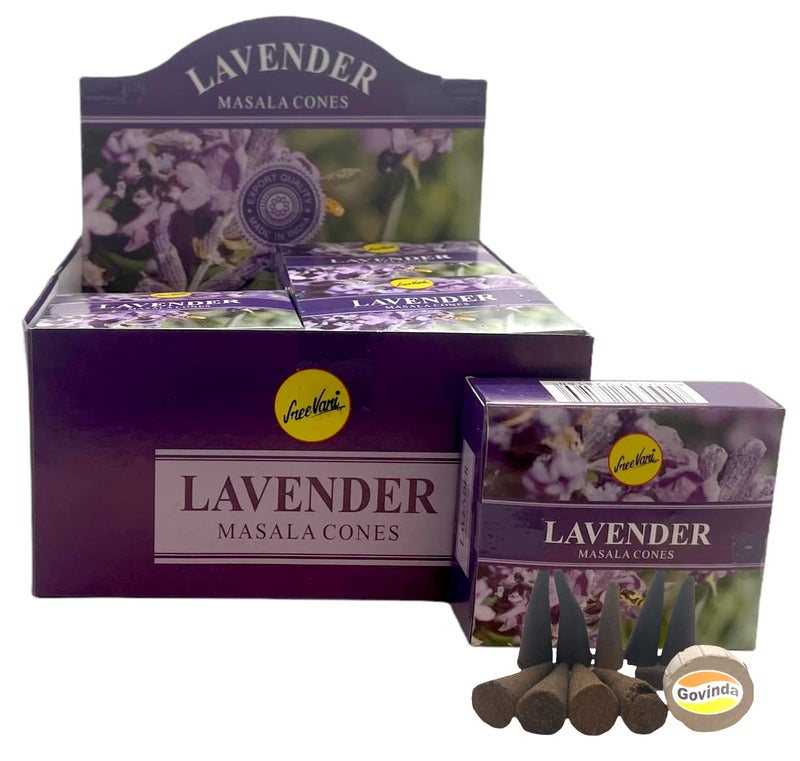 Sreevani Natural Masala Incense Cones and Holder Bundle 120 Cones Total Lavender