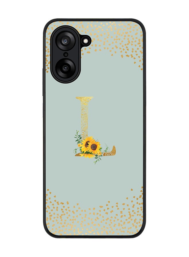 Stylizedd For OnePlus Nord CE5 / Ace 5 Racing Case,Slim fit Camera Protection, Shockproof Thin Phone cover  - Custom Floral Monogram - L  (Light Grey )