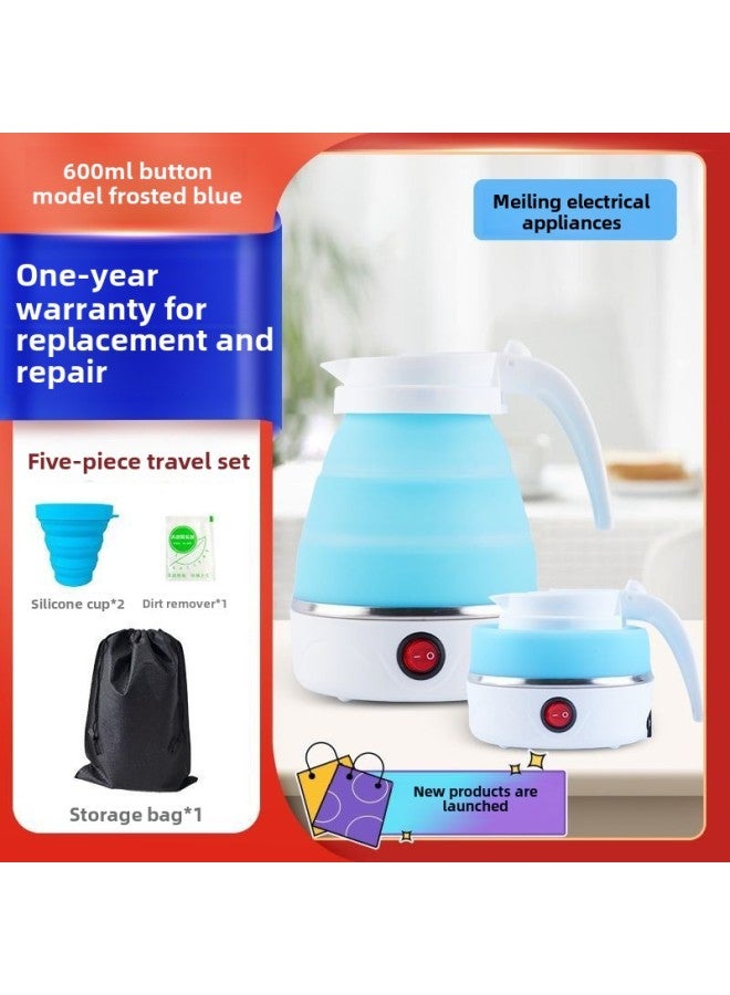 Folding Travel Kettle Silicone Mini Portable Kettle Small Automatic Power-off Compressible Kettle Supplies-Color:Sapphire Fresh Blue-Capacity:Baby-grade Pacifier Folding Silicone * Stainless Steel Chassis Heating [storage Bag]  - Image 1