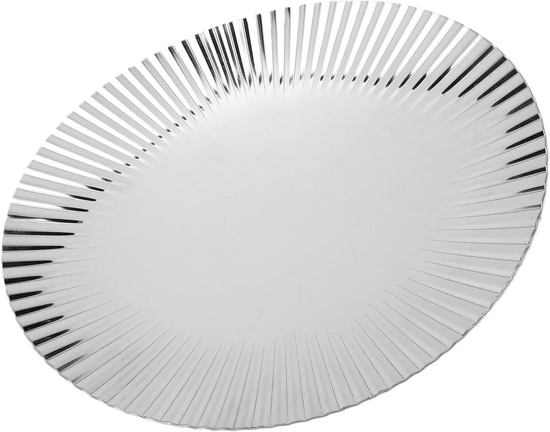 طبق تقديم من الفولاذ المقاوم للصدأ HURRISE، صينية فواكه، طبق حلويات 22 × 18 × 3 سم، صينية زخرفية كلاسيكية من الفولاذ المقاوم للصدأ 304 لحفلات الزفاف والحفلات وديكور المنزل والمقبلات والحلويات - Image 3