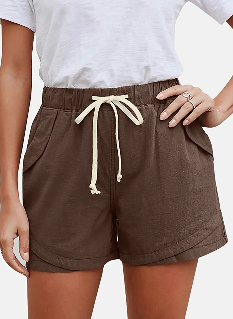 YUNIQEE Khaki Mid Rise Soild Slim Fit Shorts