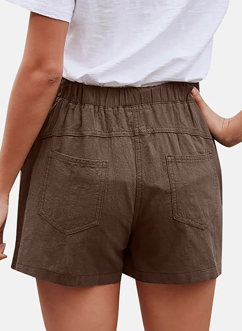 YUNIQEE Khaki Mid Rise Soild Slim Fit Shorts