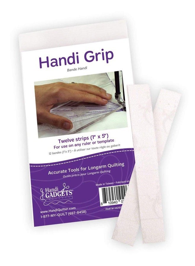 Handi Gadgets Grip Adhesive Strips: 12 Clear 1-Inch x 5-Inch Strips for Use on Any Ruler or Template