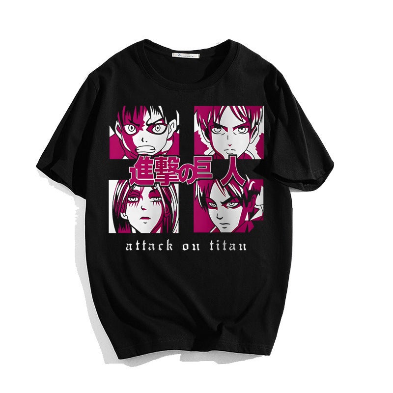 The Attack Of Giant Riman Peripheral Personality Printed Summer Casual Sports Top Loose Round Neck Short-Sleeved T-Shirt For Men - Image 2