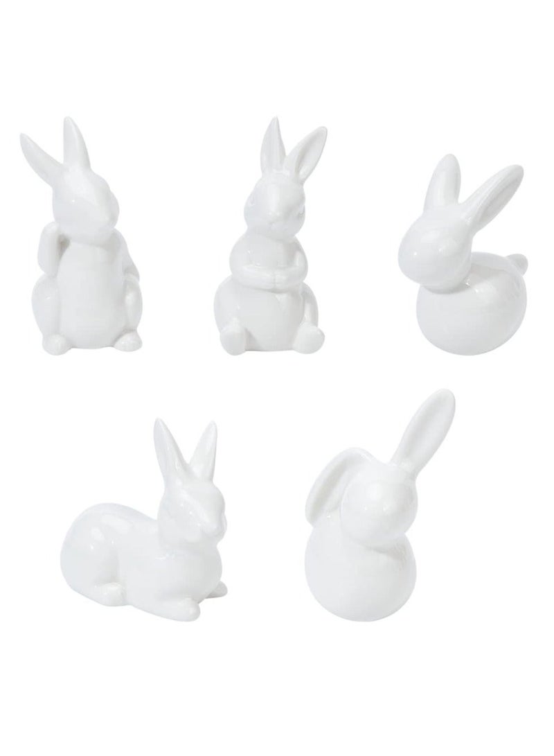 Y&D 5pcs Ceramic Bunny, Rabbit Figurine Decoration for Modern Art Home, Weddings Crafts Gifts - Image 1