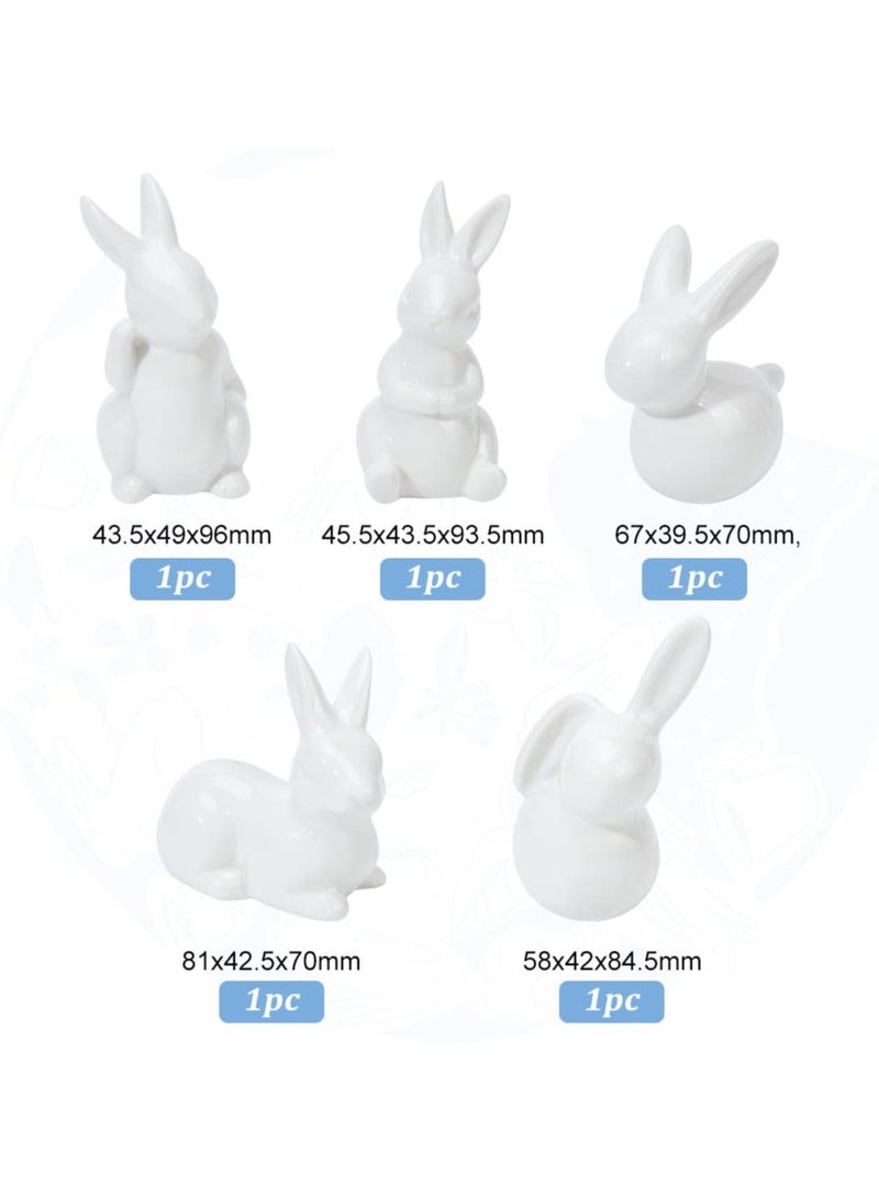 Y&D 5pcs Ceramic Bunny, Rabbit Figurine Decoration for Modern Art Home, Weddings Crafts Gifts - Image 2