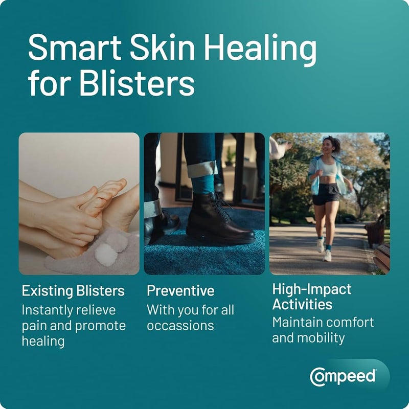 كومبيد 1 Compeed لاصقات بثور لأصابع القدم، 8 لاصقات هيدروكولويدية، علاج للقدم، شفاء سريع، الأبعاد: 1.7 سم × 5.1 سم، 8 قطع (عبوة من 1) - Image 3