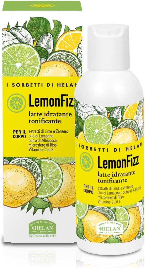 Helan I Sorbetti LemonFizz Moisturising Scented Body Cream with Vitamin C E Lime Ginger Extracts Gentle Moisturiser Body Milk with Firming Nourishing Silky Effect Made in Italy 150ml