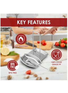 Excefore Lid and Spoon Rest, Pot Lid Holder Spoon Rest, Stainless Steel Utensils Pan Pot Cover Lid Rack Stand Organizer, Multifunctional Storage Soup Spoon Rests Rack Kitchen Decor Tool  - Image 2
