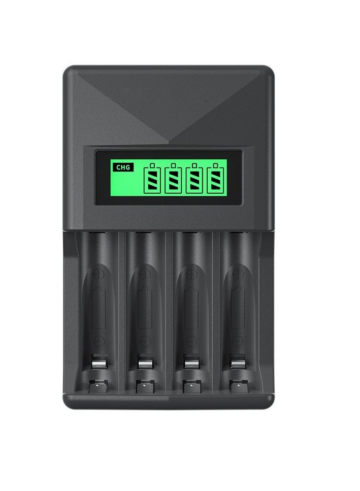 4-Slot LCD Smart Charger for AA/AAA Ni-MH/Ni-CD Rechargeable Batteries - USB Power Mode, Operating Voltage ≤36V, Without Battery - Image 1