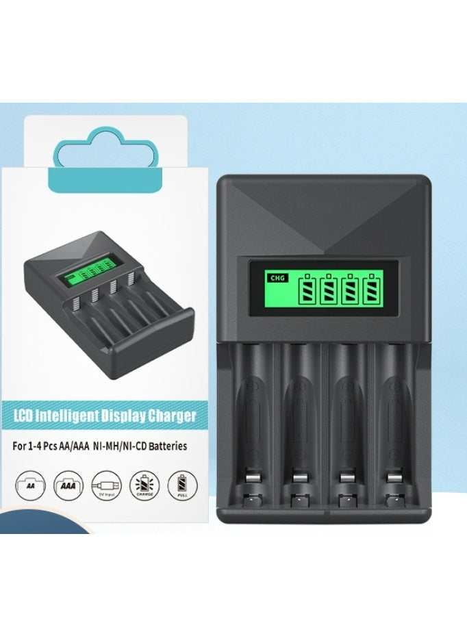 4-Slot LCD Smart Charger for AA/AAA Ni-MH/Ni-CD Rechargeable Batteries - USB Power Mode, Operating Voltage ≤36V, Without Battery - Image 2