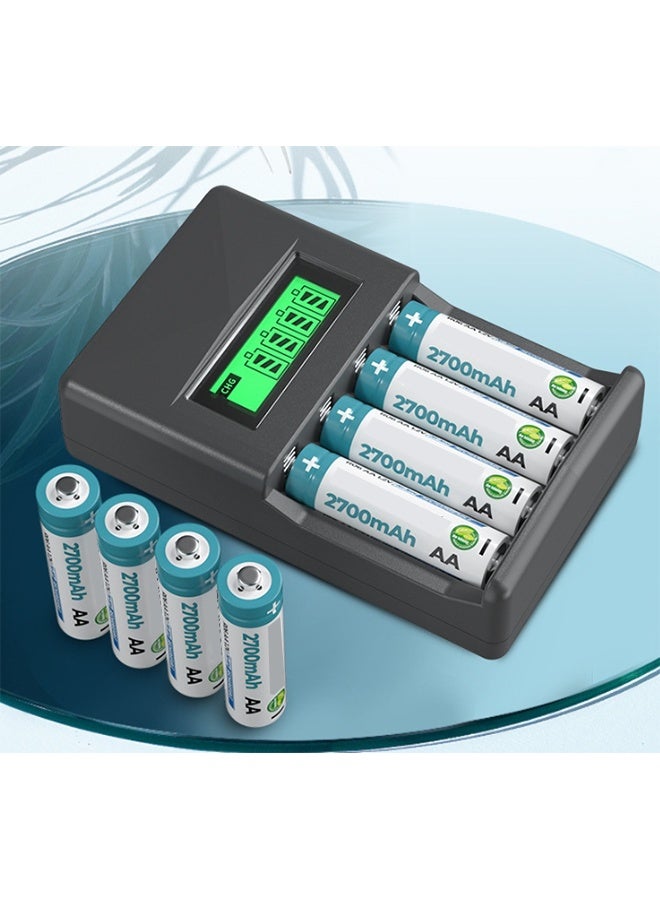 4-Slot LCD Smart Charger for AA/AAA Ni-MH/Ni-CD Rechargeable Batteries - USB Power Mode, Operating Voltage ≤36V, Without Battery - Image 5