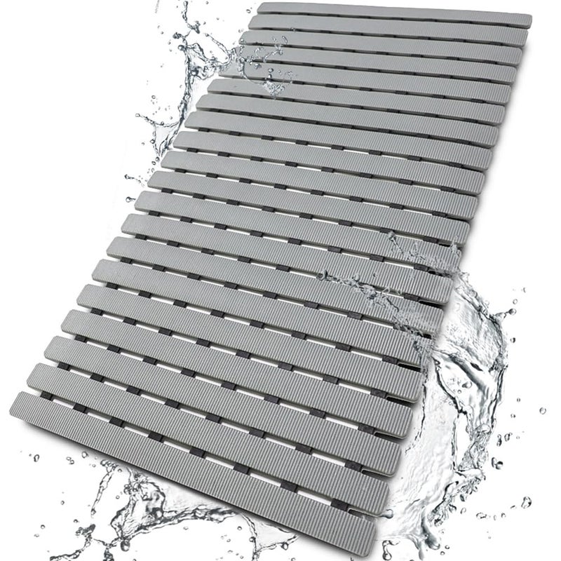 BEMISO BEMISO Shower Mat Non Slip Bathtub Mat with Suction Cups and Drain Holes 275 x157 Inch Bath Mat for Tub  ShowerEasy DryEasy to CutEcoFriendly