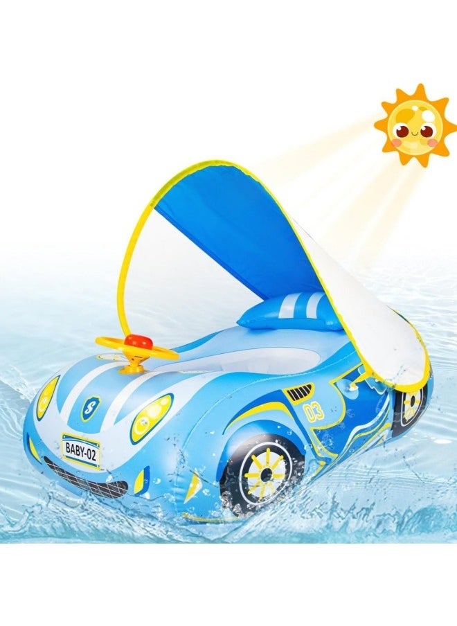 GGEROU - Baby Swimming Pool Floats,Baby Pool Float with Canopy,PVC Infant Swim Floats,Child Kids Inflatable Pool Floats,Summer Swim Float,Floating Mattress Seat Swim Ring,Fun Beach Floaties - Image 1