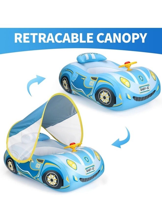 GGEROU - Baby Swimming Pool Floats,Baby Pool Float with Canopy,PVC Infant Swim Floats,Child Kids Inflatable Pool Floats,Summer Swim Float,Floating Mattress Seat Swim Ring,Fun Beach Floaties - Image 1