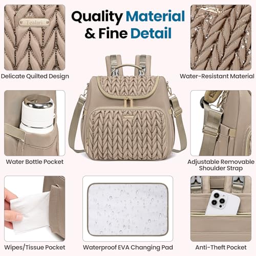 Tealari 4 in 1 Convertible Diaper Bag Backpack,Waterproof Baby Diaper Bag with Changing Pad,Converts into Baby Tote Bag,Diaper Backpack,Stroller Bag and Crossbody Diaper Bag - Image 5