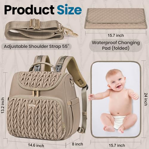 Tealari 4 in 1 Convertible Diaper Bag Backpack,Waterproof Baby Diaper Bag with Changing Pad,Converts into Baby Tote Bag,Diaper Backpack,Stroller Bag and Crossbody Diaper Bag - Image 2