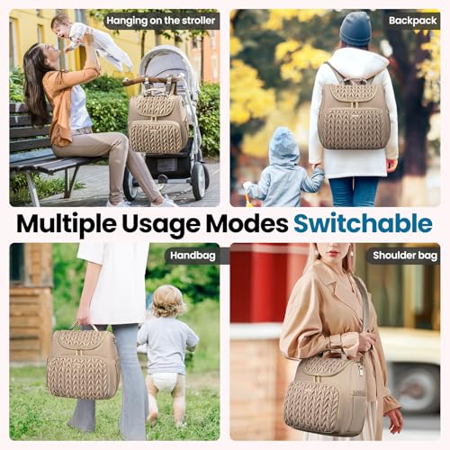 Tealari 4 in 1 Convertible Diaper Bag Backpack,Waterproof Baby Diaper Bag with Changing Pad,Converts into Baby Tote Bag,Diaper Backpack,Stroller Bag and Crossbody Diaper Bag - Image 3