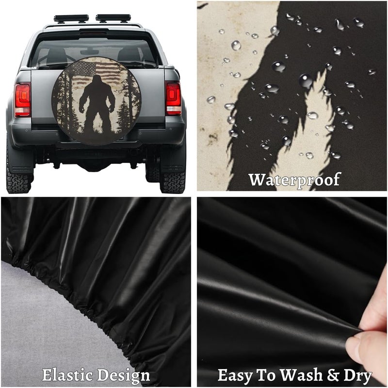 cfpolar Spare Tire Cover for RV Trailer,American Flag Bigfoot Waterproof Sun Leather Wheel Cover,Camper Spare Tire Covers Fit for Jeep Travel Trailer SUV Truck Accessories (16 in for Diameter 29” - 31”),F-1 - Image 4