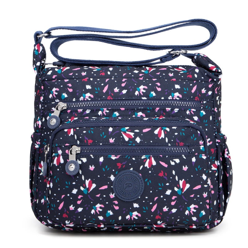 Pealwel Women Shoulder Handbag Roomy Multiple Pockets Bag Ladies Crossbody Purse Tote Top Handle Satchel(Little Pink Flower) - Image 1